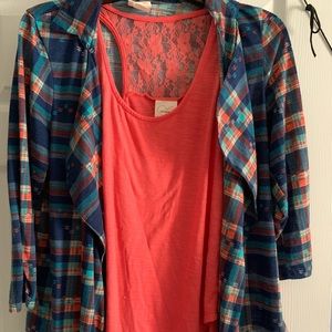 2 piece cardigan tank set